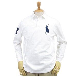 NWT Polo Ralph Lauren Men LS Vintage Rugby Shirt "BIG PONY & #3 EDITION" White S
